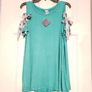 Sun & Moon Peekaboo pokidot tie tunic